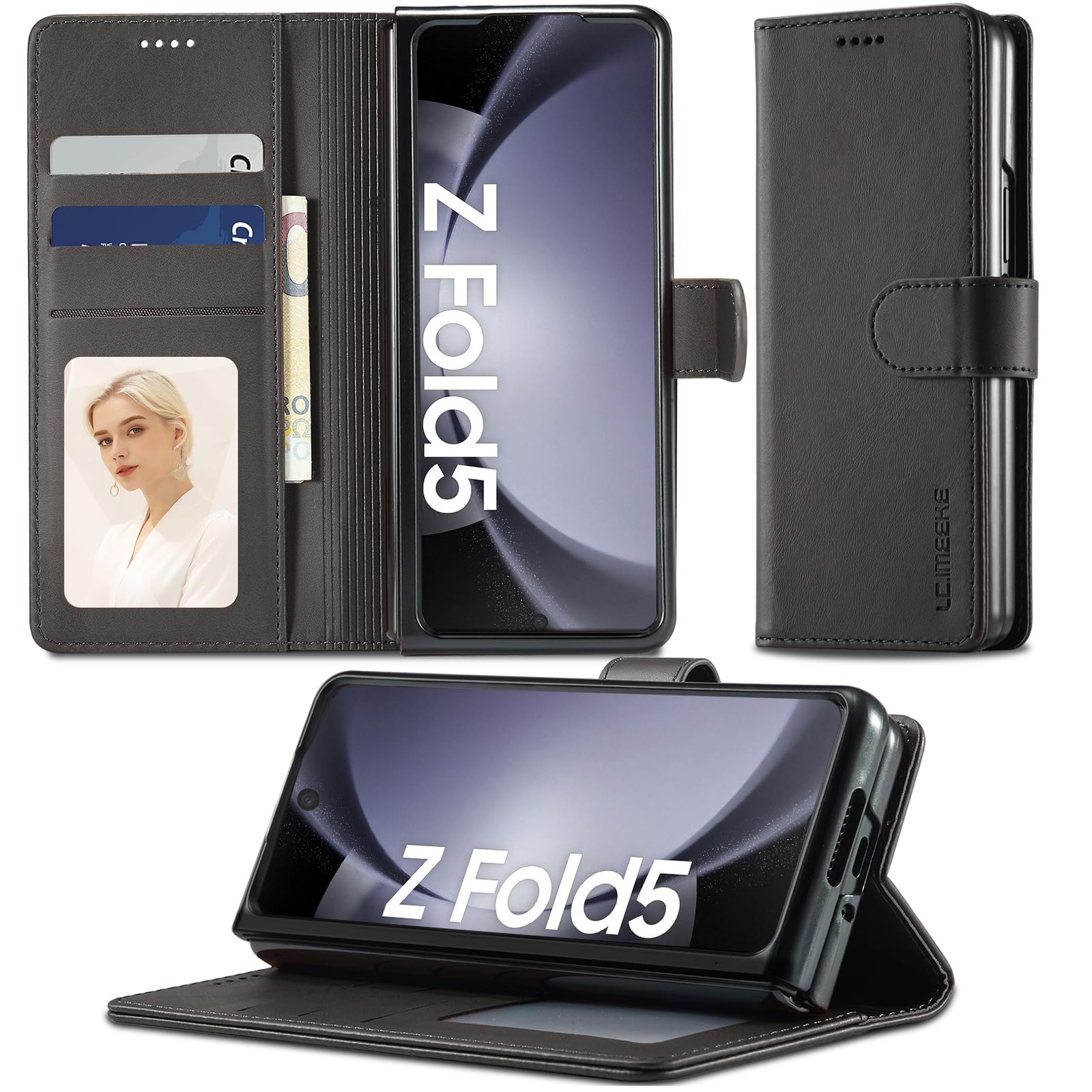 Duomigesz Leather Cellular Phone Case for Samsung Galaxy Z Fold 5